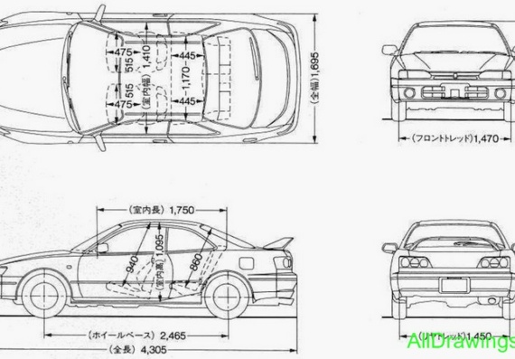Toyota Corolla Levin (AE111) (1997) (Тоёта Королла Левин (АЕ111) (1997)) - чертежи (рисунки) автомобиля